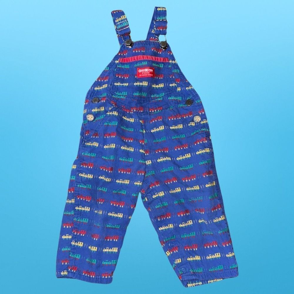 Vintage Toddler 80s Oshkosh B'Gosh Vestbak Train Overalls Size 2T